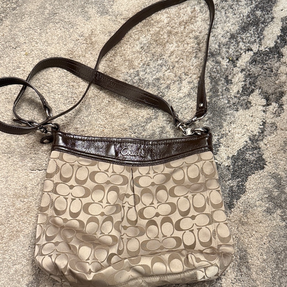 Coach Beige and Brown Crossbody Bag
